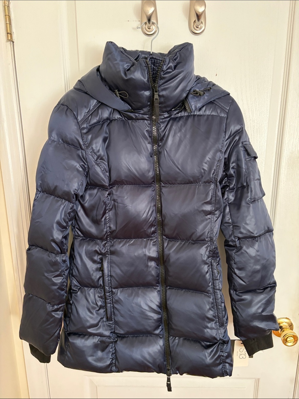S13 Women's Navy Puffer Down Coat - Quilted Hooded Jacket - Unworn NWT